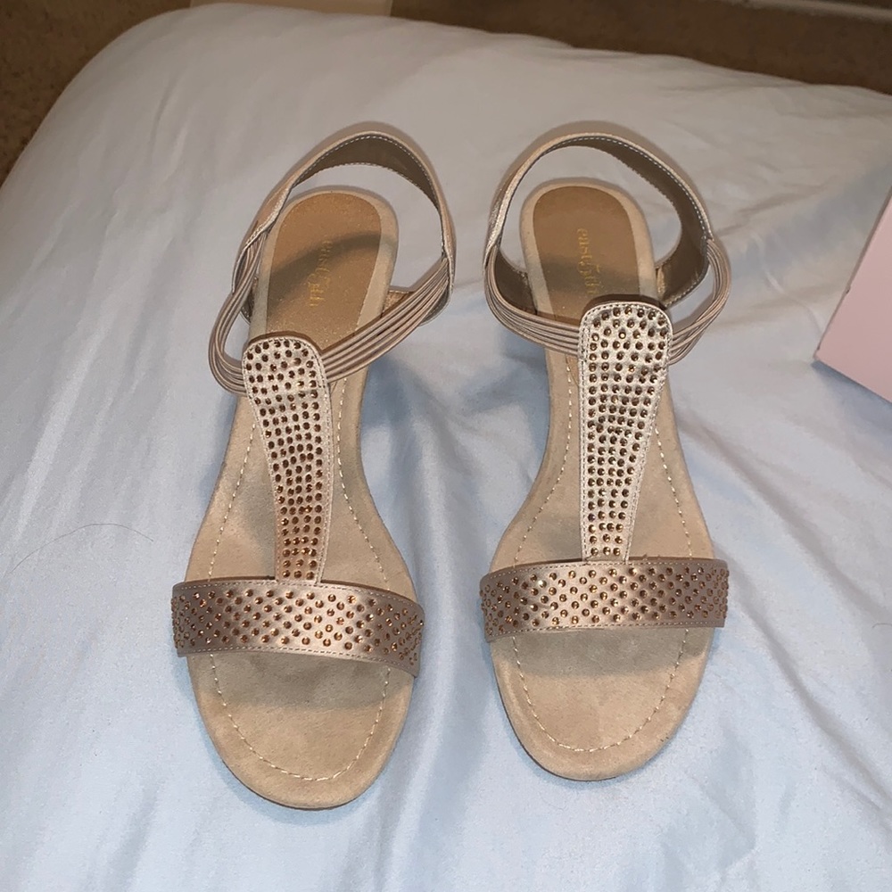 Gold rhinestone heels